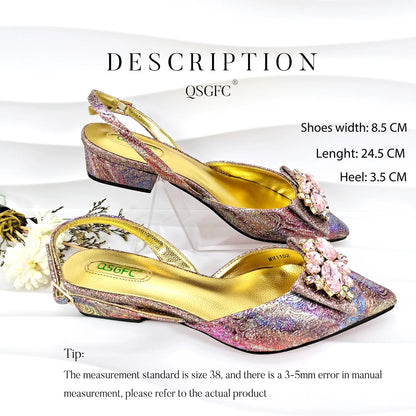 Banquet  Women's Shoes And Bag Light and Comfortable Shoes Rhinestones Embellished with The Same Fine Handbag Low Heel Shoes