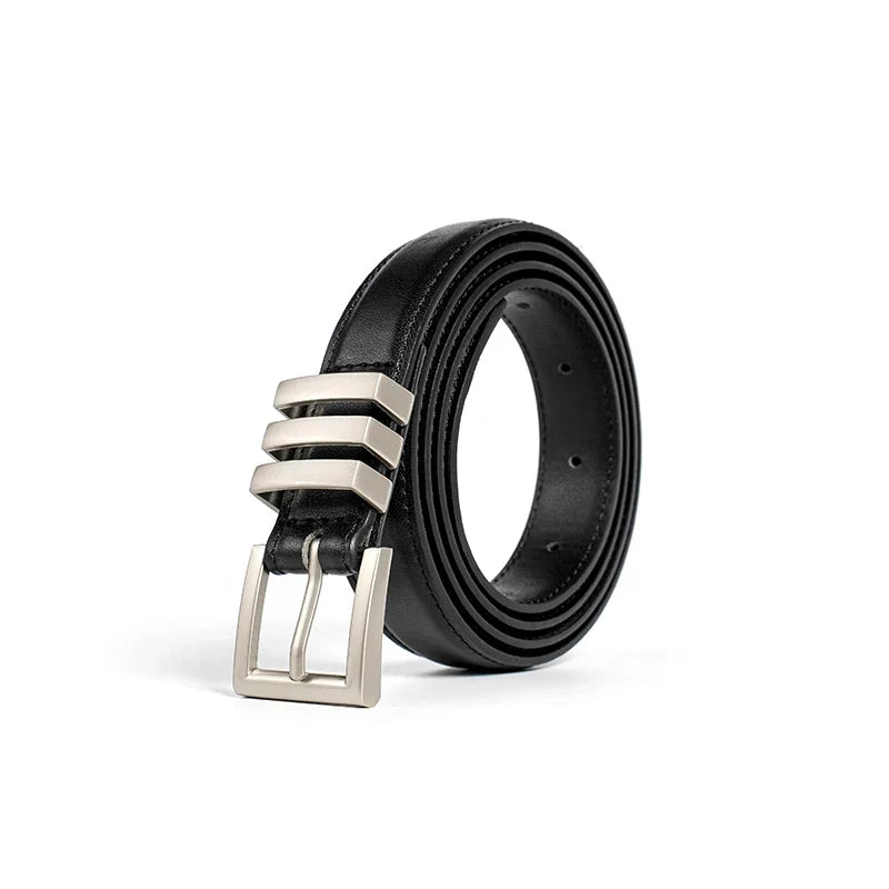 Belts Women Full Grain Leather Versatile Solid Color Metal Buckle 2024 Ladies Accessories Handmade 91055