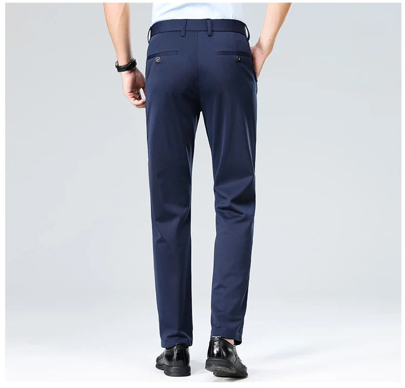 Men Suit Pants Light Thin Elastic Slim Fit Dress Pants Business Solid Casual Straight Leg Trouser Men Clothing Oversize 29-42