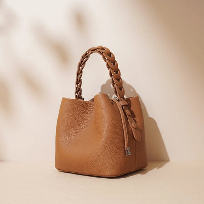 2026 New Genuine Leather Bucket Bag Summer Crossbody Shoulder Women's Tote Versatile Hobo  Handbag Spacious Casual Fashion