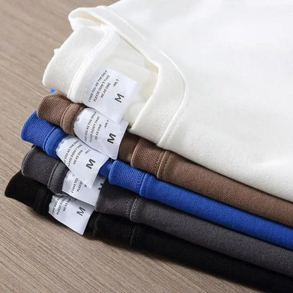 Black White GSM 500g Heavy-duty Pure Cotton T-shirt Thickened Threaded Round Neck Short Sleeves Three Needle Half Sleeve Tees