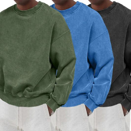 Vintage Solid Sweatshirts Male Washed Cotton Sportswear Warm Autumn Pullovers Casual Comfy Hoodie Fashion Oversized Streetwers