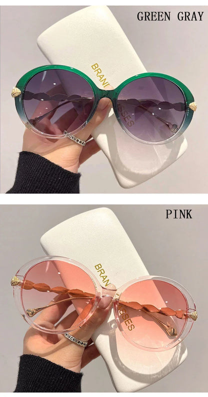 Round Sunglasses Women 2023 Oversized Luxury Fashion Glasses  Vintage Shades Retro Lunette De Soleil Femme Gafas De Sol Mujer