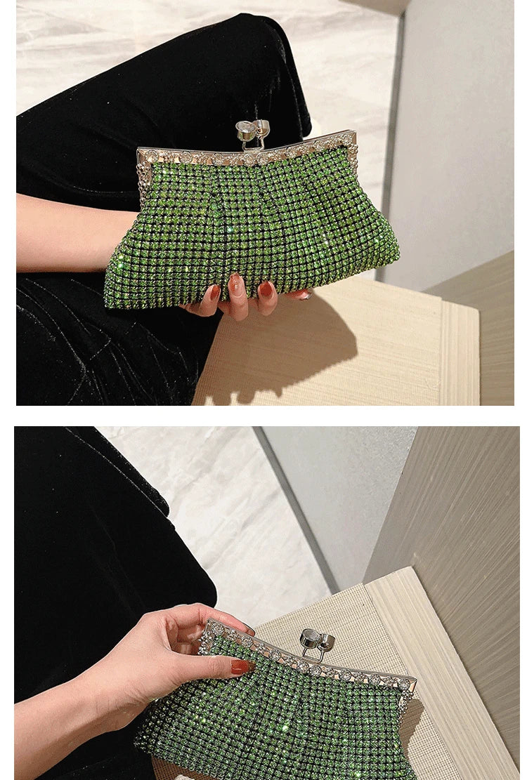Luxury Rhinestone Evening Clutch Bag Wedding Bride Handbag Shiny Design Party Banquet Lady Portable Purse Sling Shoulder Bags
