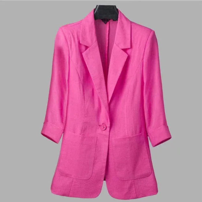 Linen Small Blazer For Women, Thin  Summer Suit, Korean Version, Sun Protection, Casual British Style, White And Black