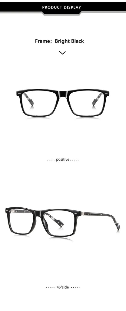 New Fashionable Geometric Square Frame Minimalist Design Men's Anti-Blue Light Glasses Customizable Prescription LS218