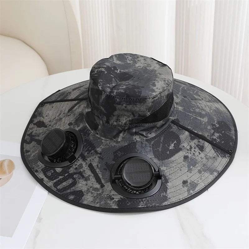 Summer For Outdoor Camping Fishing Hiking Sunscreen Fisherman Hat Solar Fan Cap Portable Solar Charging Cap with Fan Men Women
