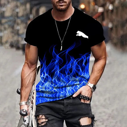 2024 Men's T-shirt gradient design printed casual short sleeved T-shirt outdoor street fashion men shirt plus size clothing ﻿