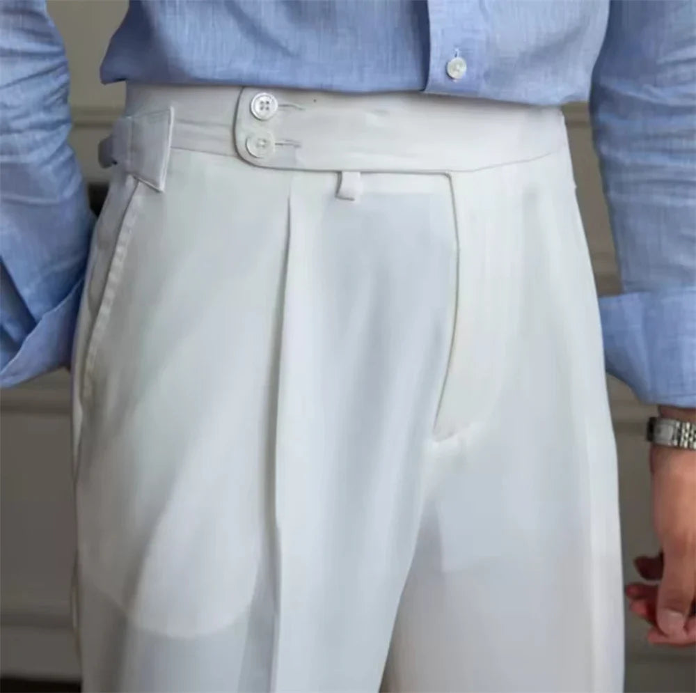 Leisure Men's Pants Suit Slim Fit Trousers Formal Waistline For Wedding Party Business Suit Pants Spring Summer Office
