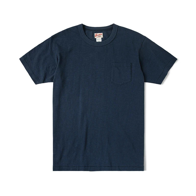 Rugged Bronson Loopwheel Tubular Pocket T-Shirt 220g Slub Cotton Men's Seamless Side Tee Short Sleeve