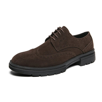 New 46 large size abrasive leather Brock carved business dress shoes for men round head lace-up casual shoes