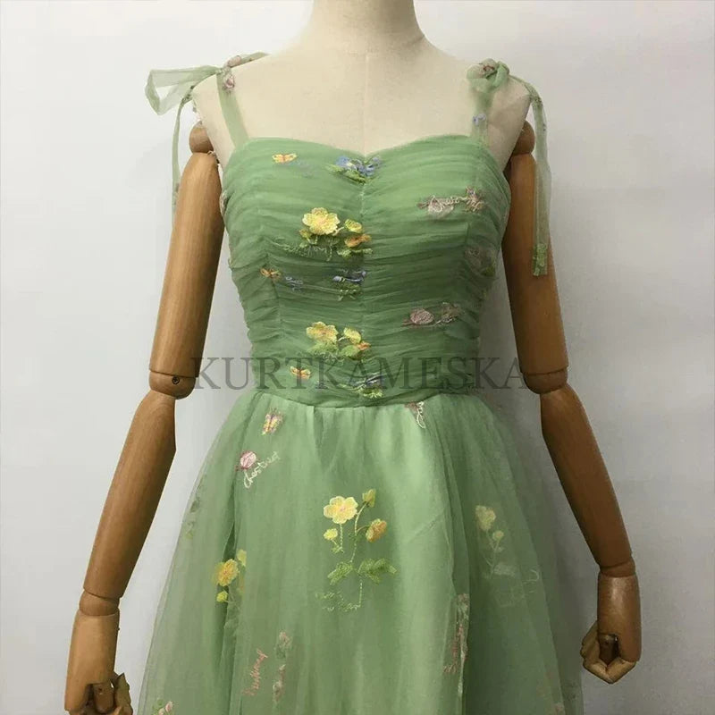 Luxury Floral Embroidery Long Prom Evening Wedding Shooting Dresses Women 2025 Summer Party Formal Occasions Reception Dress