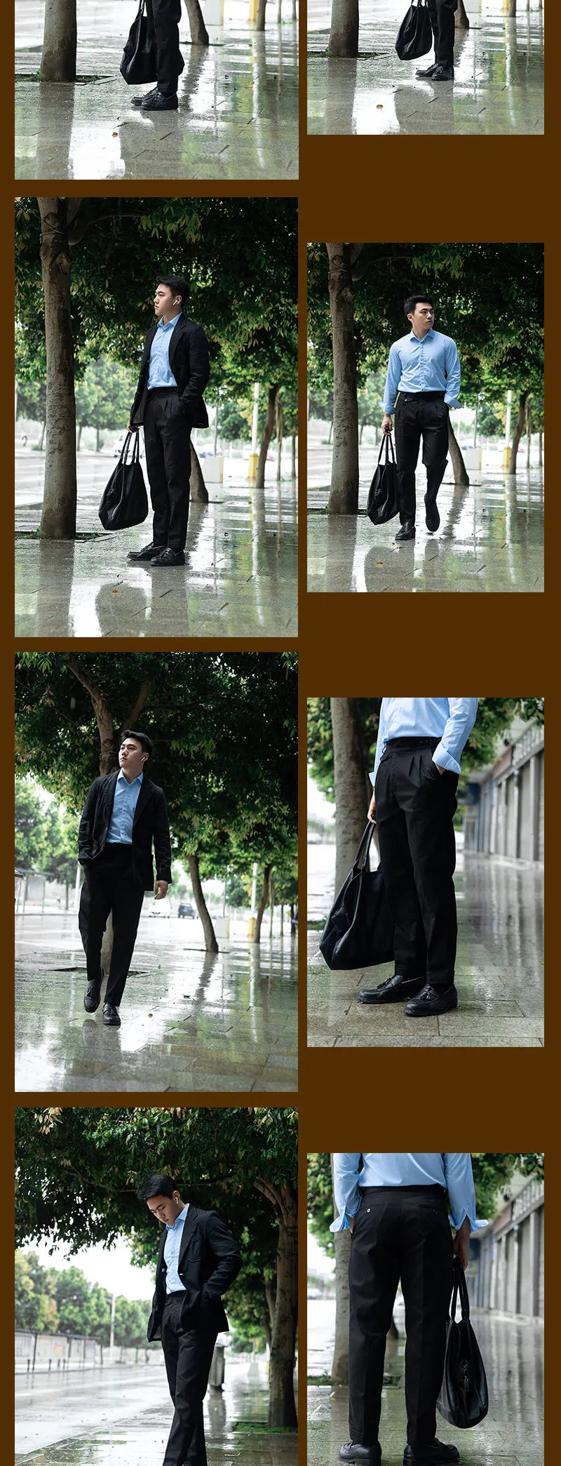 Four seasons high density cotton black georgette casual pants men active dye tapered nine pants can be customized pants