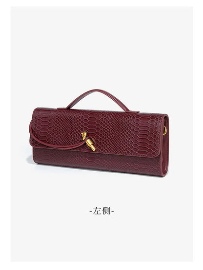 High-End Feeling Women's Trendy Crocodile Pattern Evening Bag Vintage Niche Single Shoulder Slant Cross Bag Motorcycle Equipment