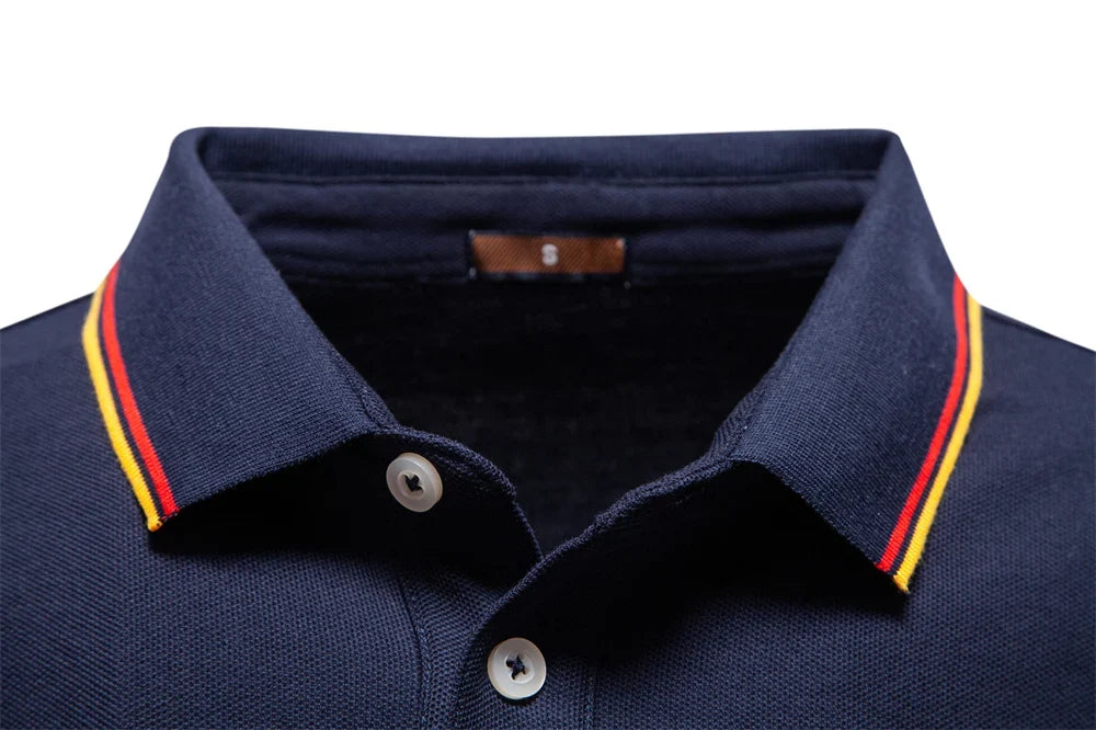 2025 New Men's Mock Neck Polo Shirts for Men Cotton Solid Color Long Sleeve Polo Desinger Social Luxury Touch Male