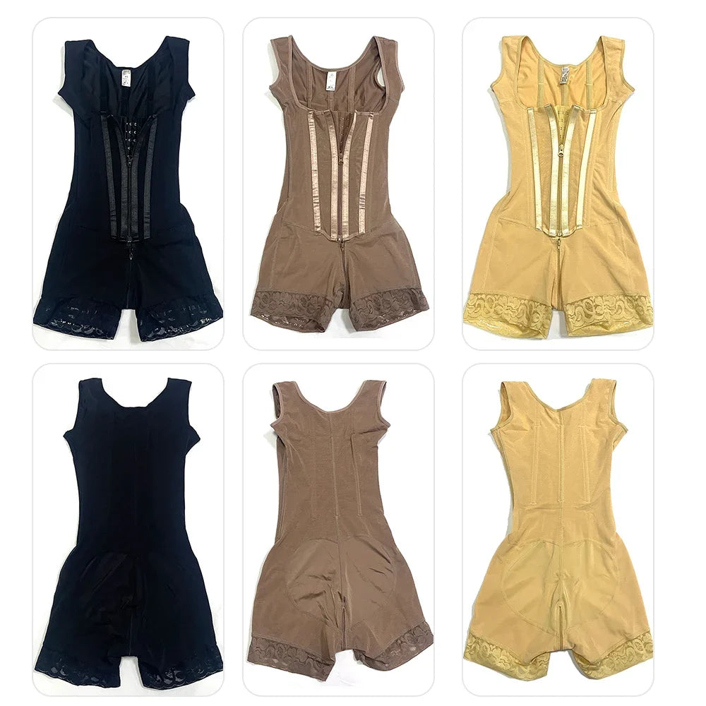 Fajas Shapewear Bodysuit Body Shaper Women 9-bone High Compression Girdles Double Tummy Control Full Body Open Crotch