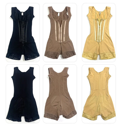 Fajas Shapewear Bodysuit Body Shaper Women 9-bone High Compression Girdles Double Tummy Control Full Body Open Crotch