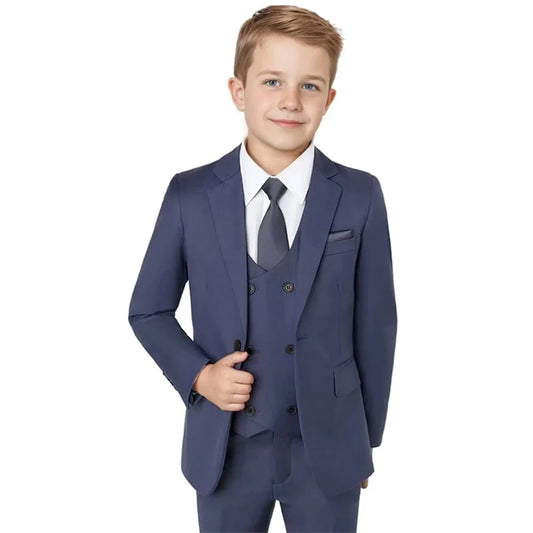 Boys Notched Lapel Suits 3 Pieces Wedding Ring Bearer Outfit,Classic Elegant Kids Suit Set Performance Outfit Plus Size
