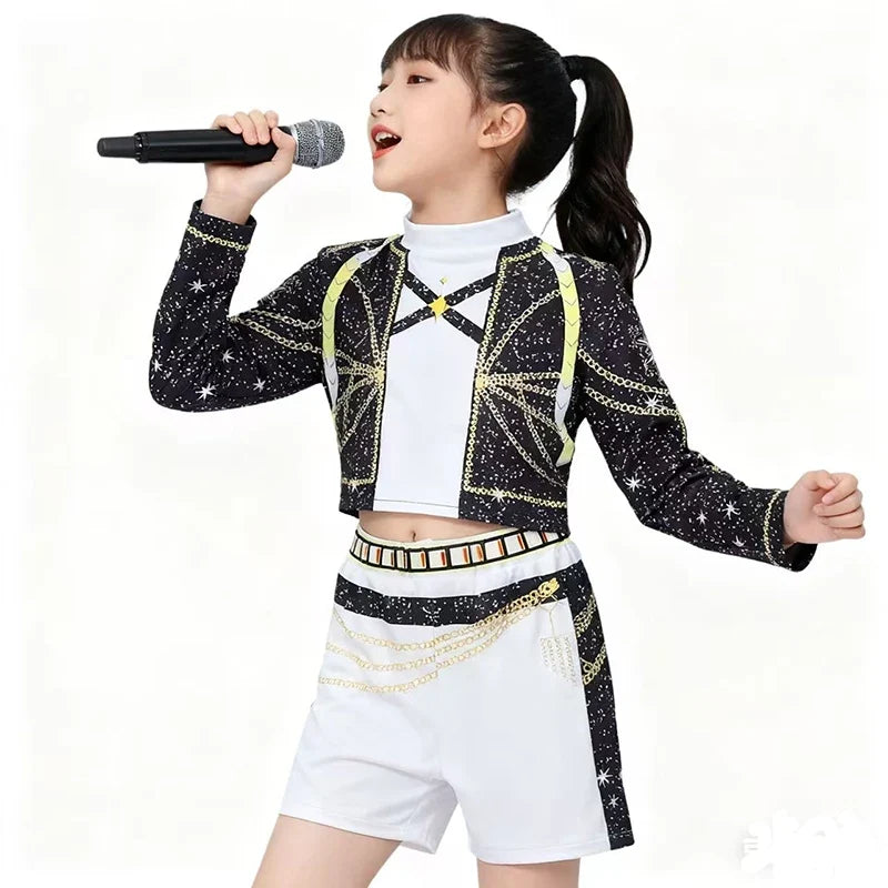 3Pcs Kpop Costume Rumi Singer Dance Dress 3D Print Girls Halloween Christmas Costumes Cosplay Fancy Stage Performance Outfits
