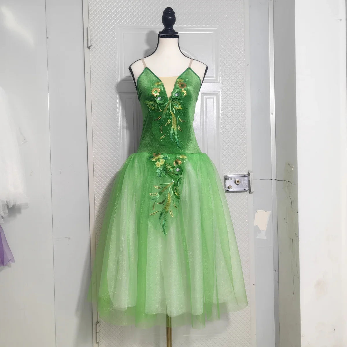 Long Ballet Tutu Skirts Flower Lace Dress Performance Costumes Princess Dance Practice Romantic Dress