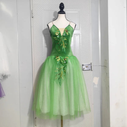 Long Ballet Tutu Skirts Flower Lace Dress Performance Costumes Princess Dance Practice Romantic Dress