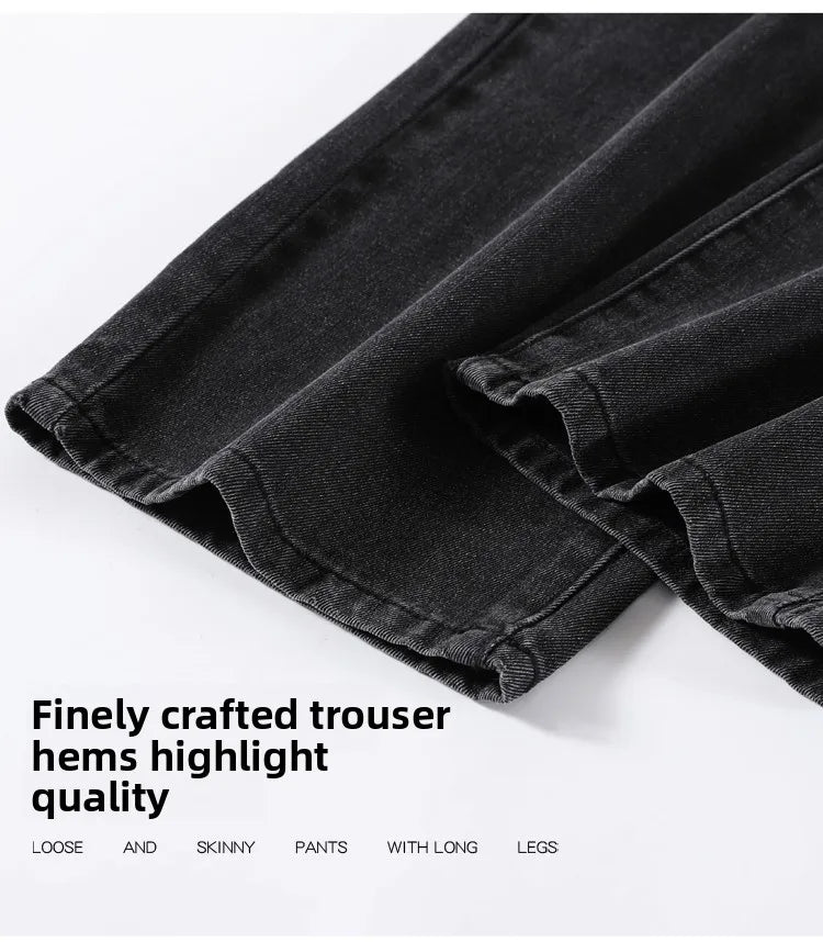 Slim Wide Leg Denim Jeans High Waist Double Bule Straight Cut Pants for Women Bla ey Autumn New Arrival Faionable Wea...
