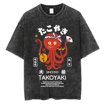 Japanese Tokyo Tokyo Culture Print Washed T Shirt Funny Fashion Vintage Men Women T-shirts Cotton Casual Loose Tees Streetwear