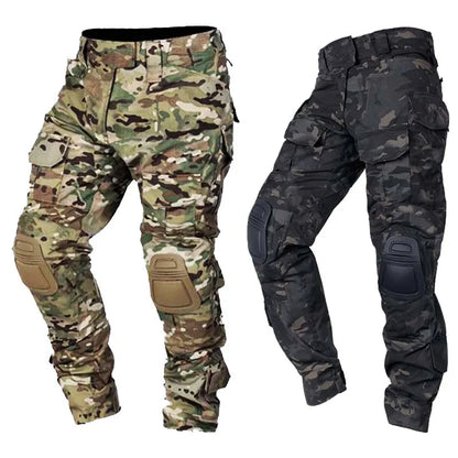 Tactical Military Camo Pants Men Multi Pockets Cargo Trousers with Protective Knee Pads for Hunting Airsoft Wargame