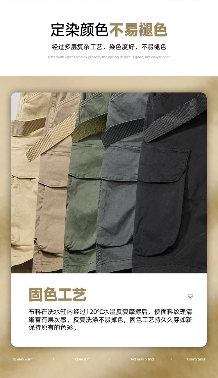 Men Spring Casual Tactical Cargo Shorts Men Multi Pocket Outdoor Shorts Men Breathable Sports Workout Daily Wear Male Shorts