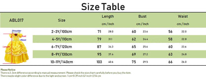 Girl Belle Dress Beauty Cosplay Costume Princess Deluxe Applique Outfit Children Birthday Party Elegant Gown Fairy Disguise Sets