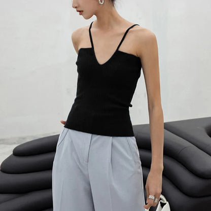 Summer Sexy Slim-Fit Women's Top New Arrival Summer Sleeveless Tank Tops Reversible V-Neck Knit Strapless Camisole Woman Clothes