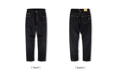 Vintage Embroidered Denim Jeans for Men Amekaji 15oz Heavy Baggy Jeans Original Cowboy Casual Pants Straight Trousers