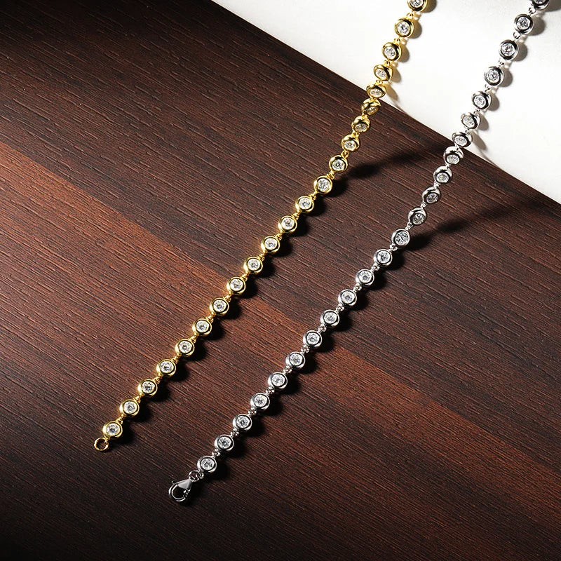 Full 3mm Round Moissanite Tennis Necklaces for Women GRA Certified s925 Sterling Silver 18k Dainty Lab Diamond Necklace
