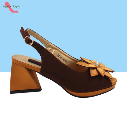 2024 New Arrivals Fashion Italian Design African Shoes and Bag to Match Comfortable Square Heels for Party in Fuchsia Color