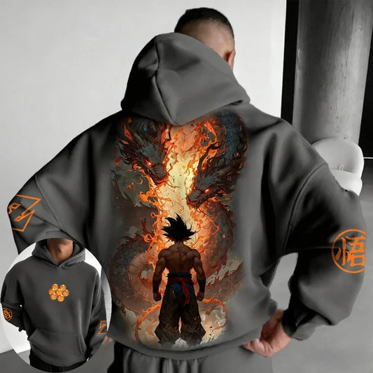 DRAGON BALL Men's Hoodie Sweatshirt Son Goku Anime Spring Autumn and Winter Boys Cotton Trend Long-sleeved Parent-child Outfit