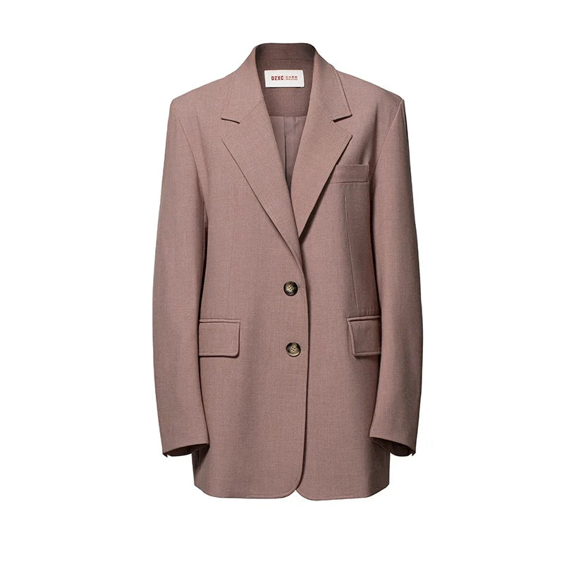 The Ultimate Store Hit~ Women's Mid-Length Oversized Blazer with Shoulder Pads for Petite Figures, Casual Suit Jacket