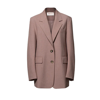 The Ultimate Store Hit~ Women's Mid-Length Oversized Blazer with Shoulder Pads for Petite Figures, Casual Suit Jacket