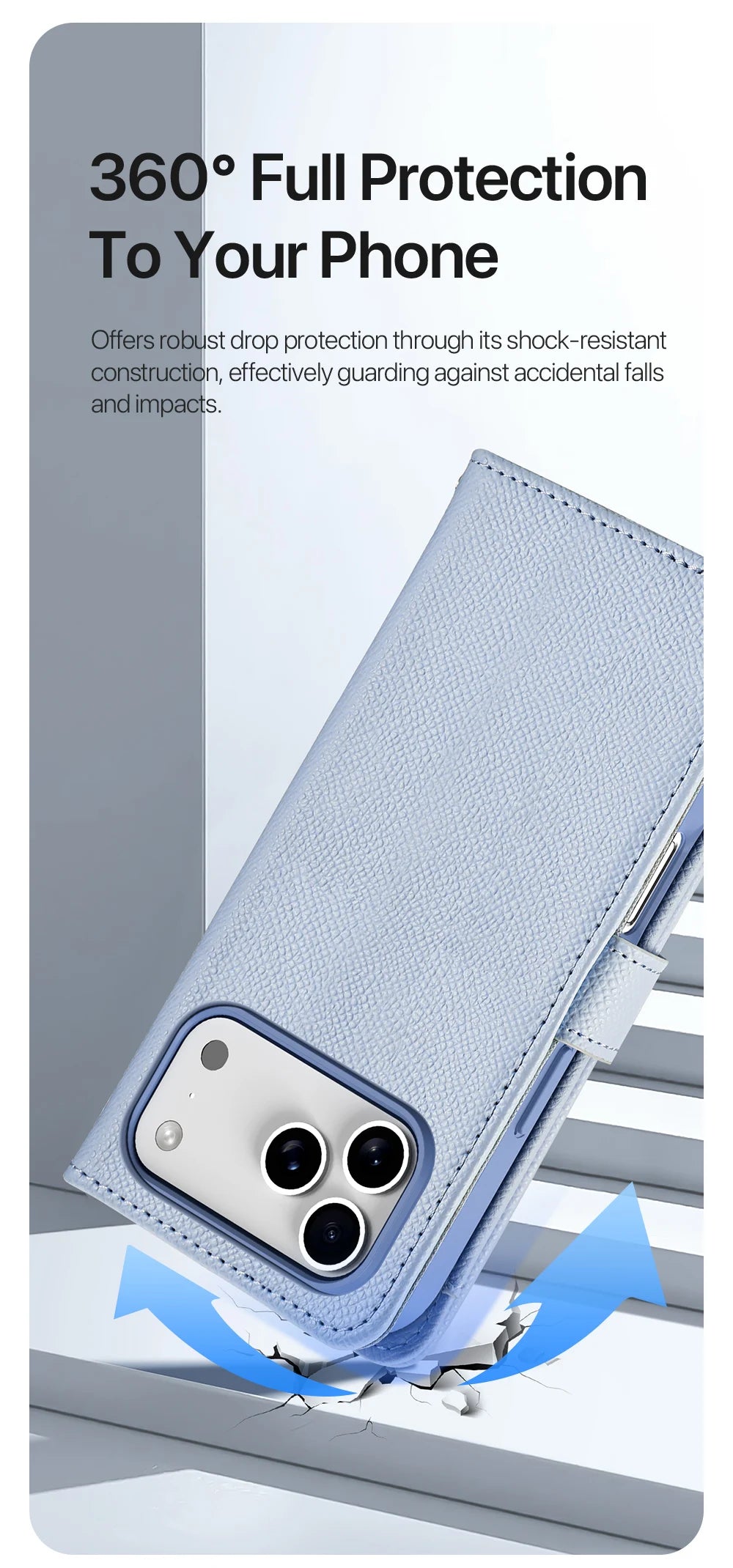 2in1 Magnetic Detachable Wallet Folio Case for iPhone 17 Pro Max/17 Air/16plus 15Leather Cover with Card Slots & Clasp