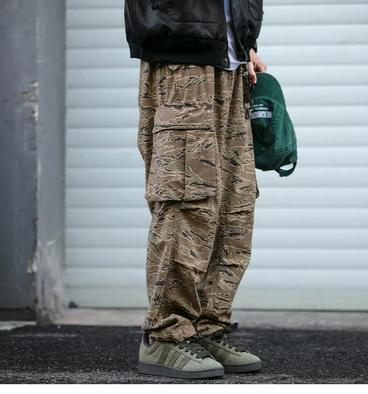 High Quality American Retro Ast Craft Camouflage Cargo Pants For Men Clothing Outdoors Tactical Pants Casual Baggy Trousers Male