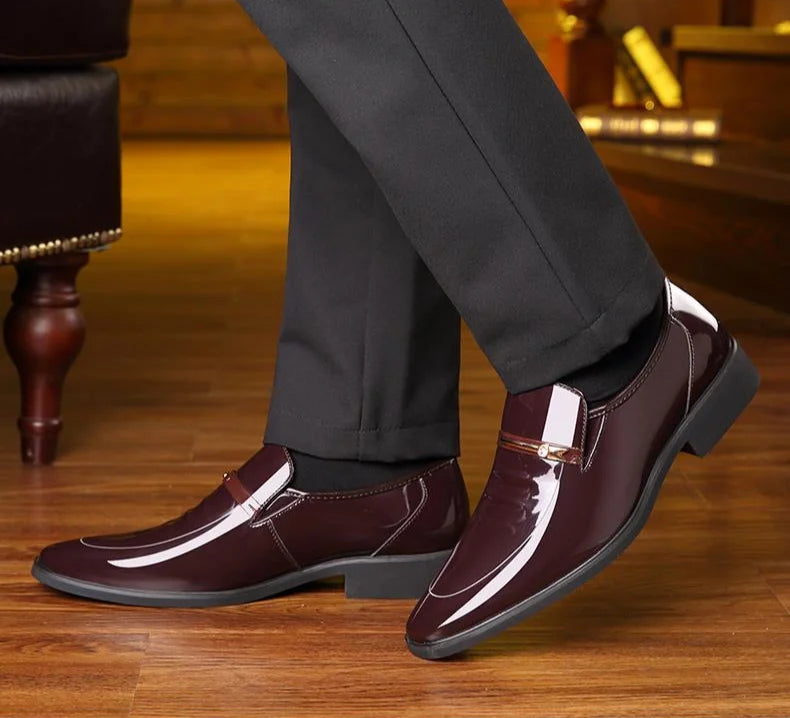 Patent Leather Men's Formal Shoes Casual Business Social Shoe Male Bright Upper Spring Autumn Cheap Clearance Not 2025 Style New
