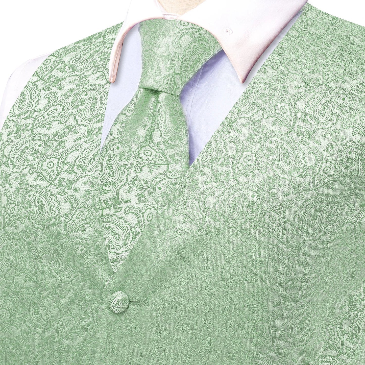 Men Paisley Print Vest Matching Set Waistcoat Tie Hanky Cufflinks Formal Wedding Party Gentleman Suit Accessories Kit