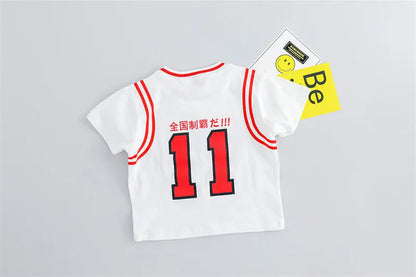 Children Cotton Clothes Baby Boys Sport Set Sport BasketBall O-Neck T-shirt Shorts 2Pcs/sets Infant Fashion Toddler Tracksuits