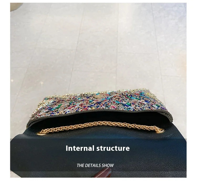 Rhinestone Evening Clutch Bag 2025 Diamond Women Banquet Party Wedding Fashion Messenger Purse Chain Small Shoulder Bag