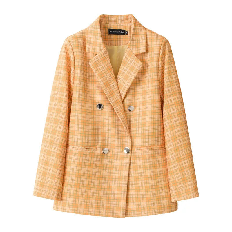 Casual Plaid Women's Suit Jacket Spring Autumn New Style Large Size Street Style Top Quality Polyester Commute Style Fashionable