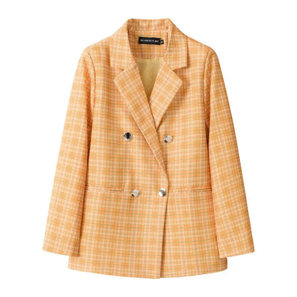 Casual Plaid Women's Suit Jacket Spring Autumn New Style Large Size Street Style Top Quality Polyester Commute Style Fashionable