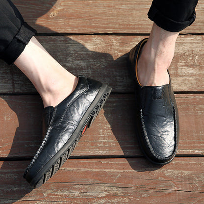 Genuine Leather Men Casual Shoes Brand Soft Italian Men Loafers Moccasins Breathable Slip on Black Driving Shoes Plus Size 37-47