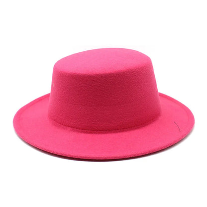 Autumn Winter Kids Felted Fedoras Hats for Boys Girls Solid Imitation Woolen Flat top Jazz Caps Childs Formal Dress Hats