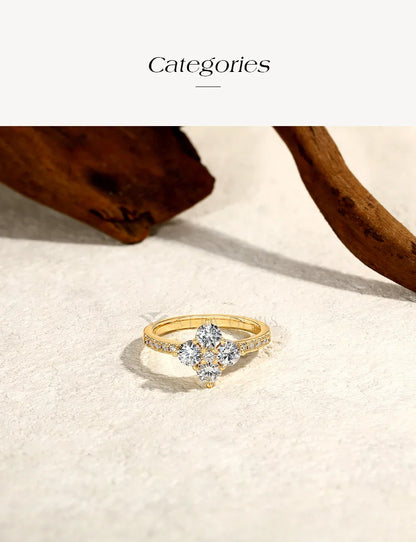 925 Sterling Silver Luxury Full Moissanite Rings 0.3ct DVVS1 Round Cut Sparkling Engagement Band for Women Fine Jewelry