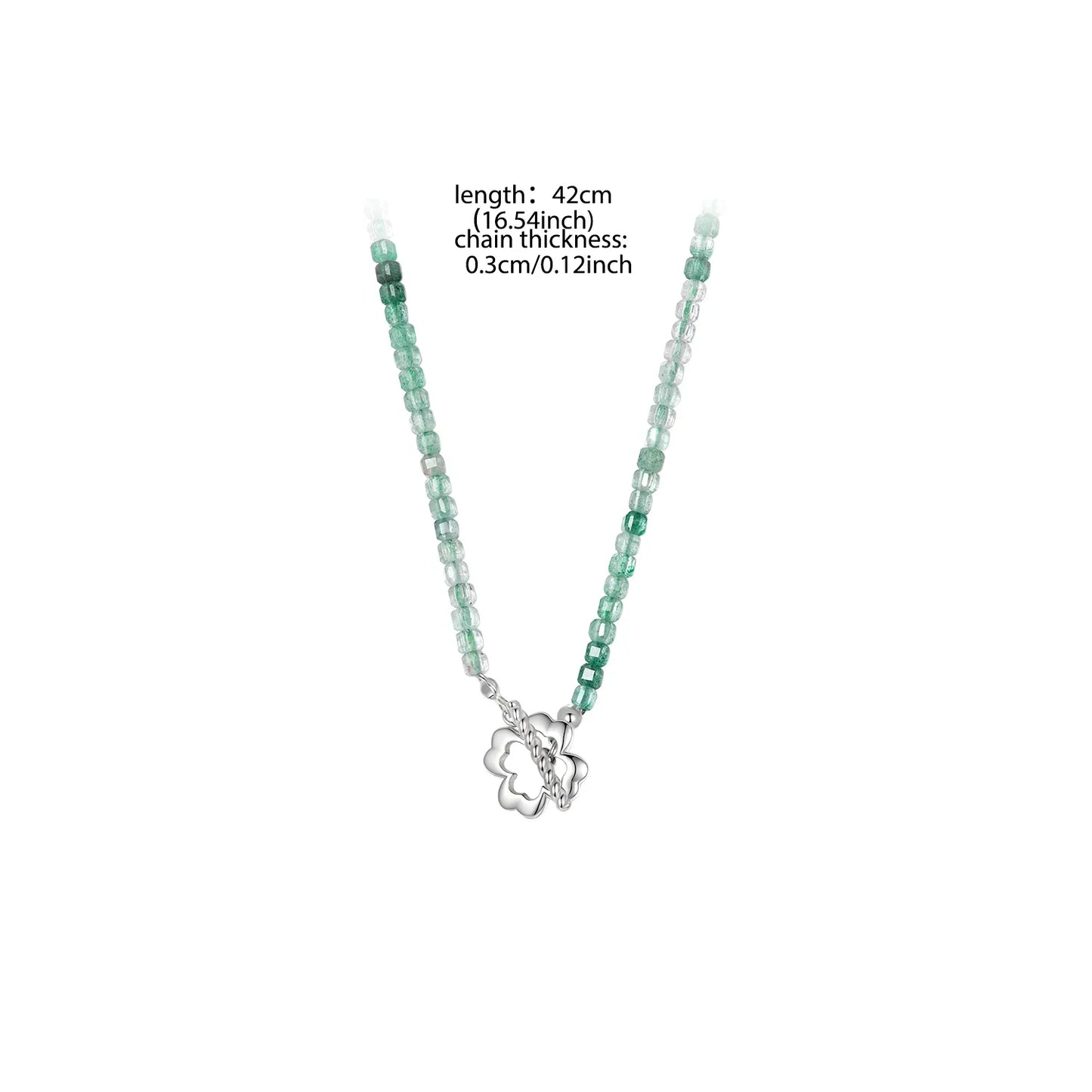 Lucky Strawberry Crystal Necklace Green Quartz Beads Chain Choker Colver Pendant Necklace Trendy Healing Women Jewelry