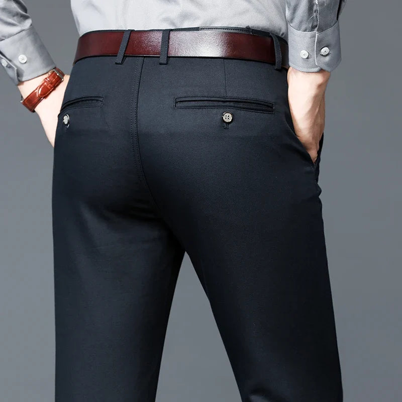 6 Colors Male Autumn Winter Casual Pants Chic Straight Formal Office Luxury Trousers Fashion Elastic Men Business Suit Pants